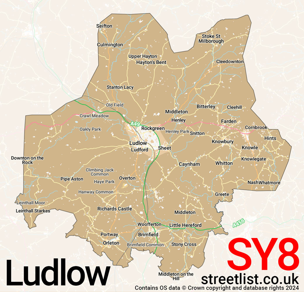 Map of the SY8 postcode