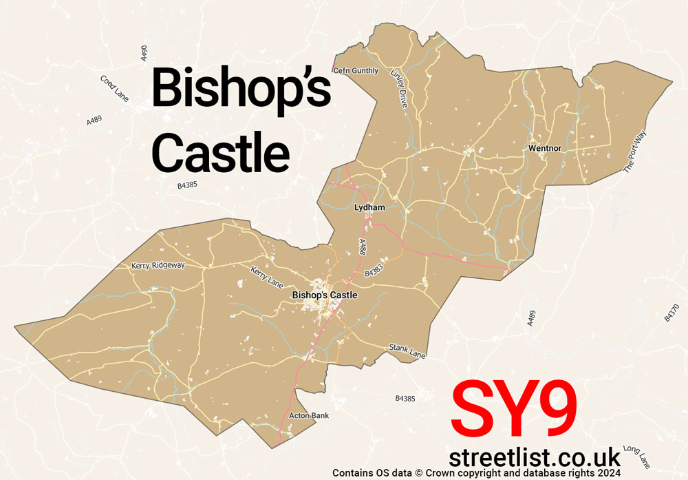 Map of the SY9 postcode