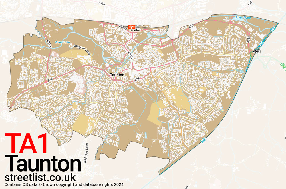 Map of the TA1 postcode