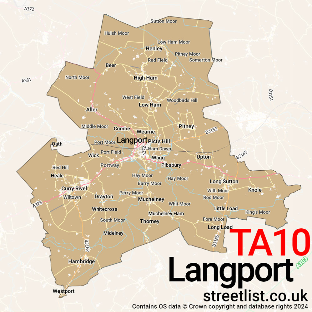 Map of the TA10 postcode