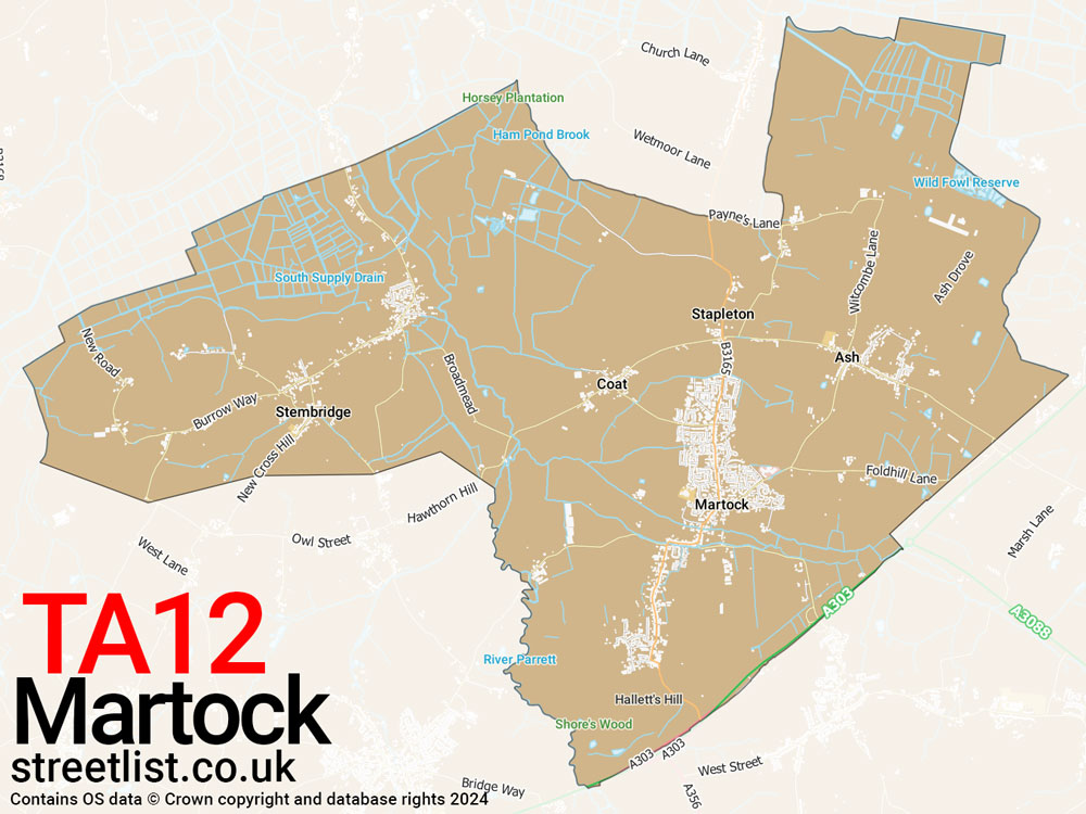 Map of the TA12 postcode