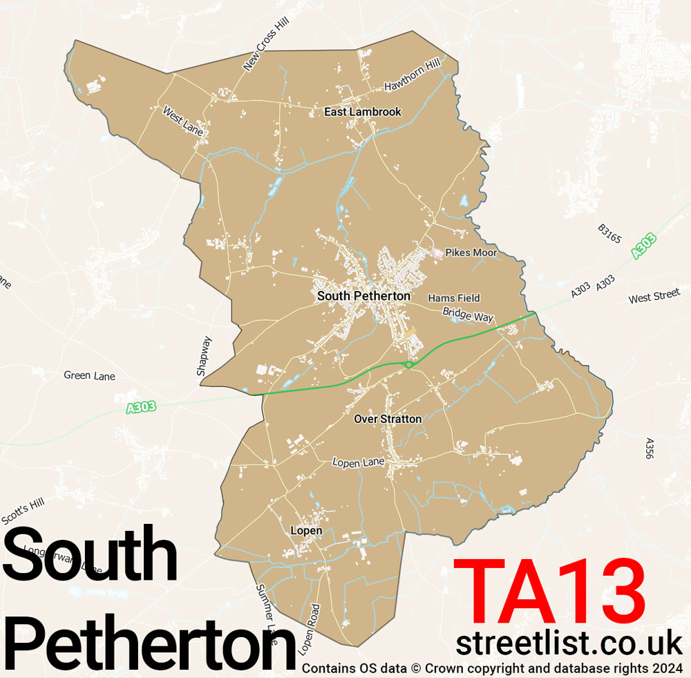 Map of the TA13 postcode