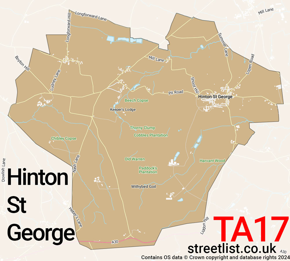 Map of the TA17 postcode