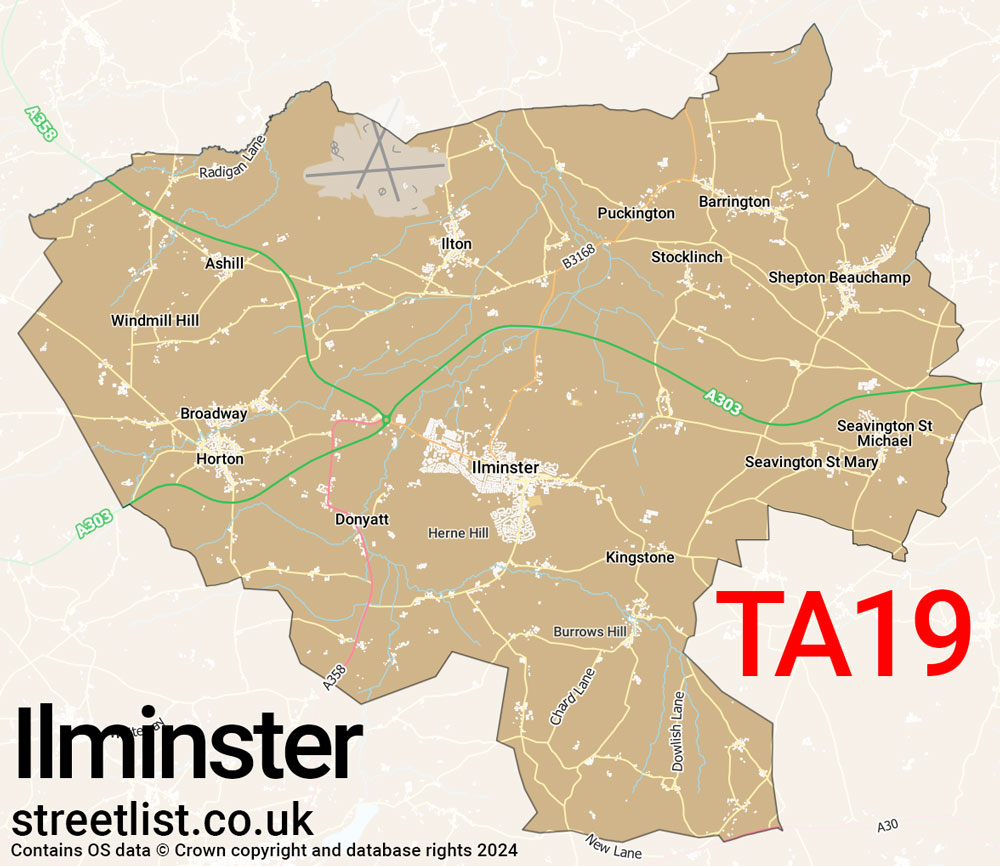 Map of the TA19 postcode