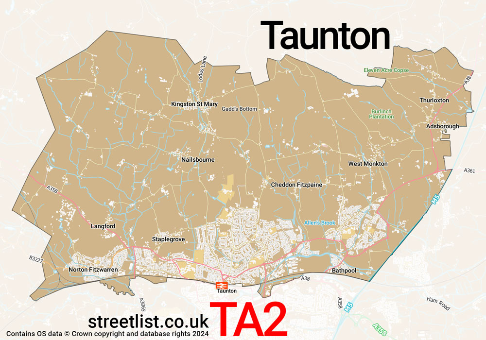 Map of the TA2 postcode