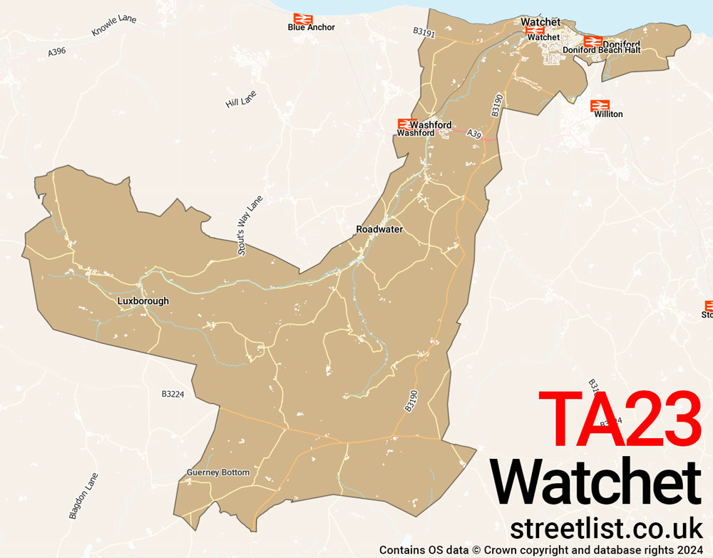 Map of the TA23 postcode