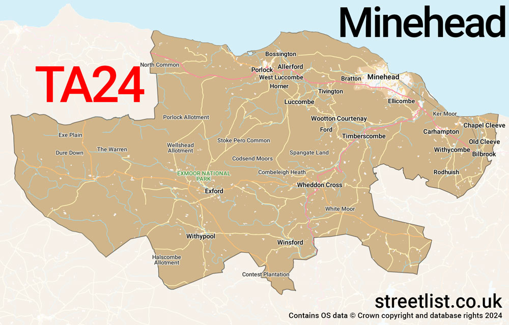 Map of the TA24 postcode