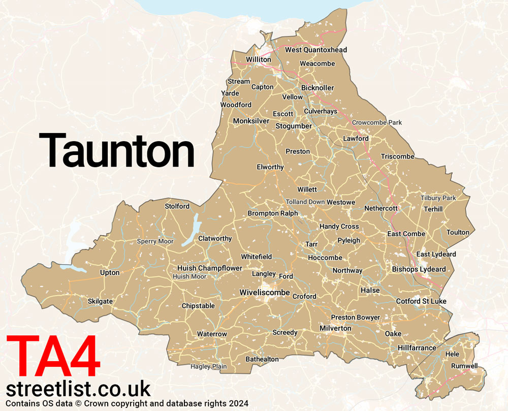 Map of the TA4 postcode