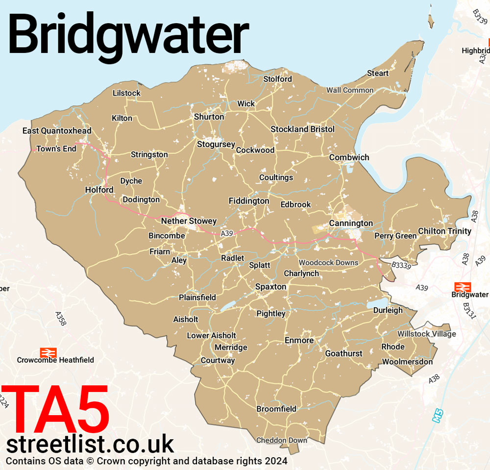 Map of the TA5 postcode