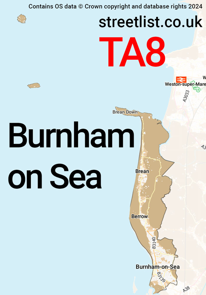 Map of the TA8 postcode