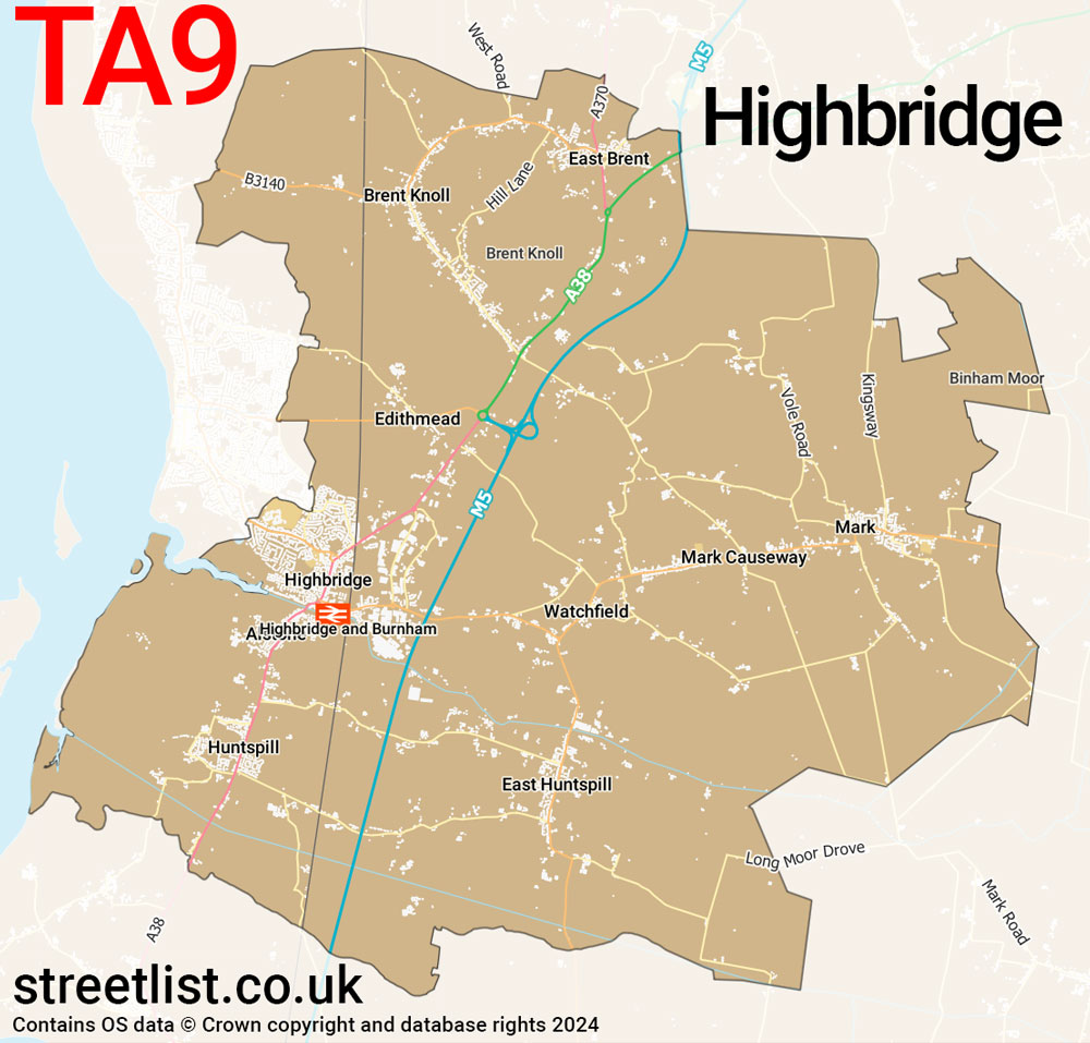 Map of the TA9 postcode