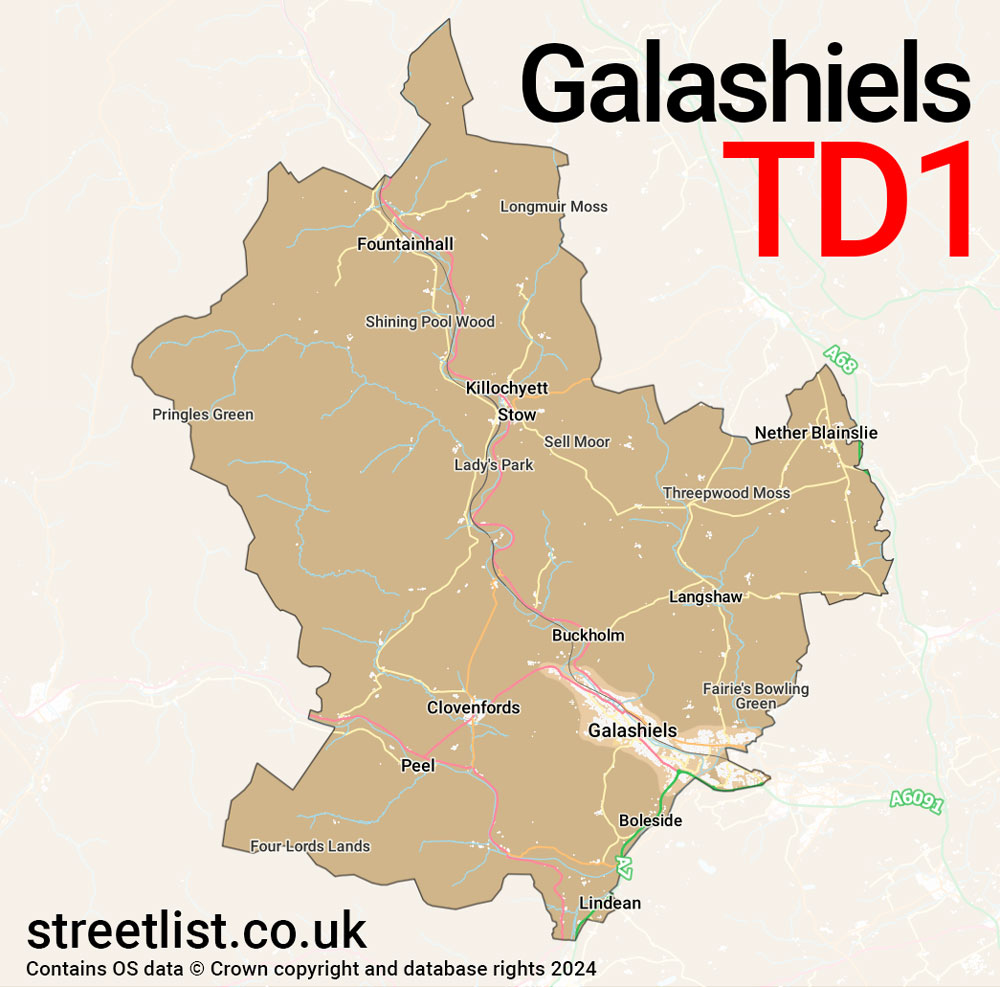 Map of the TD1 postcode