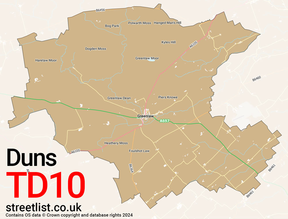 Map of the TD10 postcode