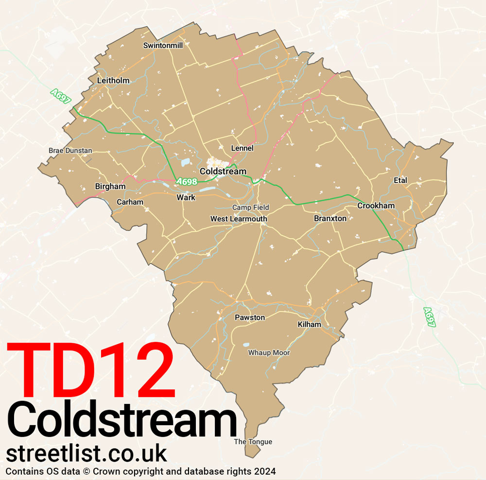 Map of the TD12 postcode