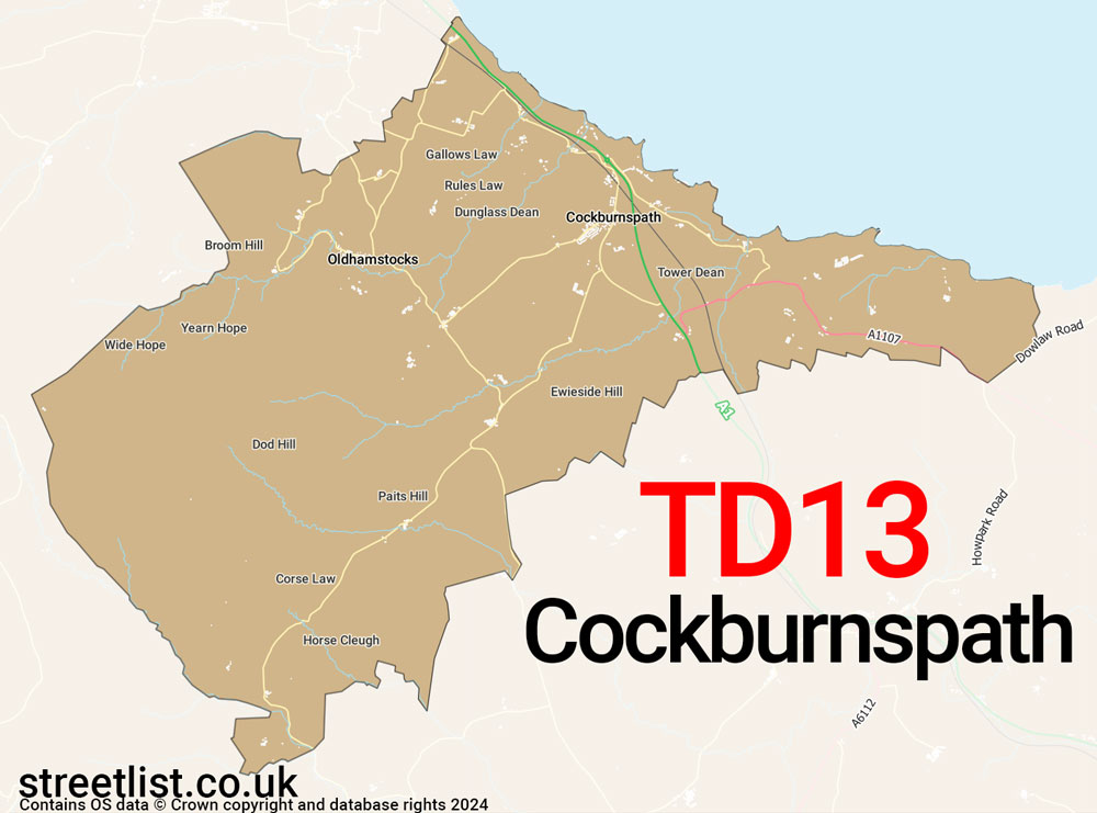 Map of the TD13 postcode