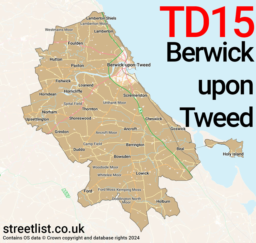 Map of the TD15 postcode