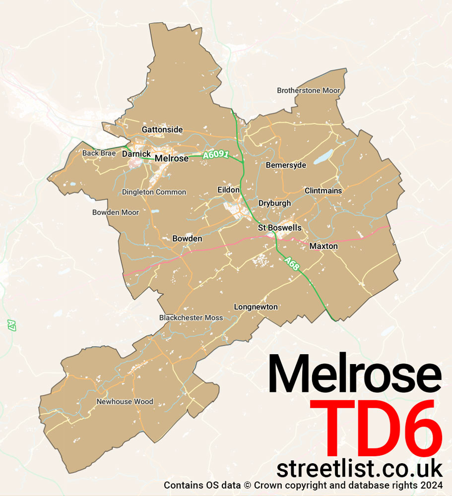 Map of the TD6 postcode