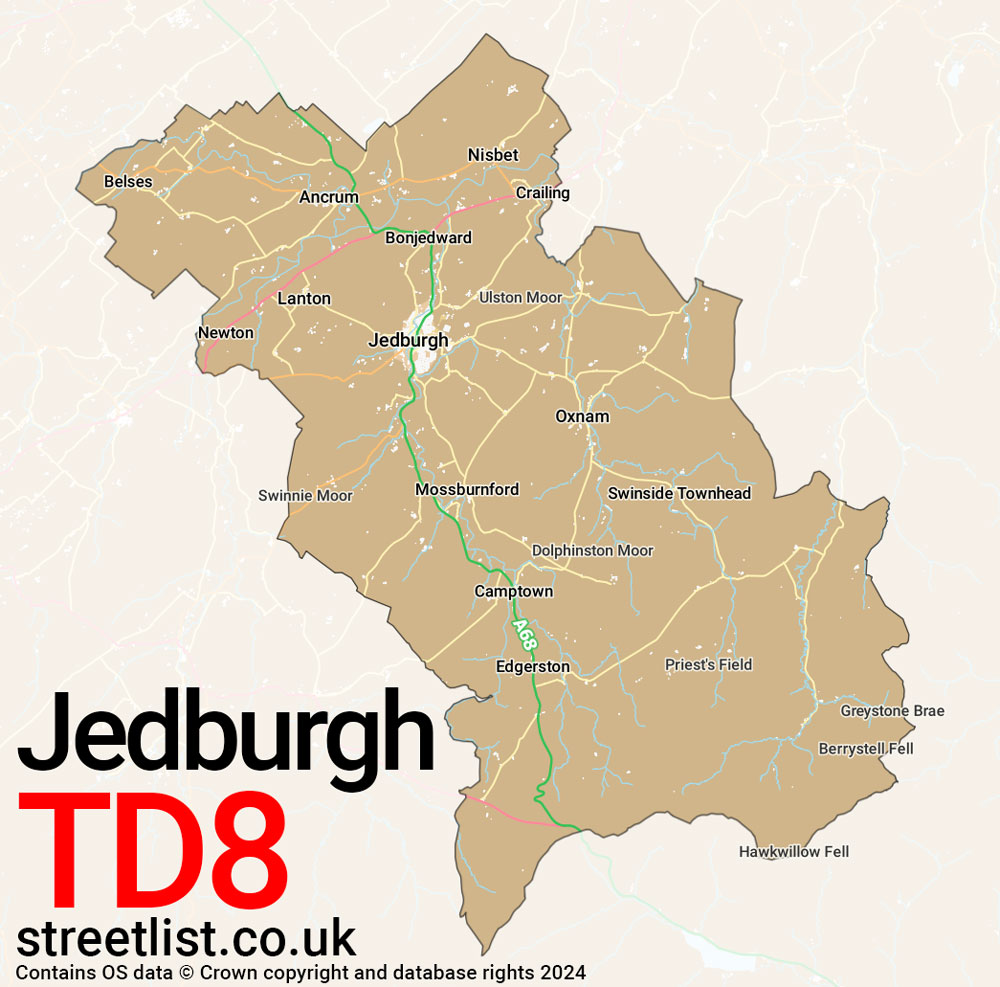 Map of the TD8 postcode