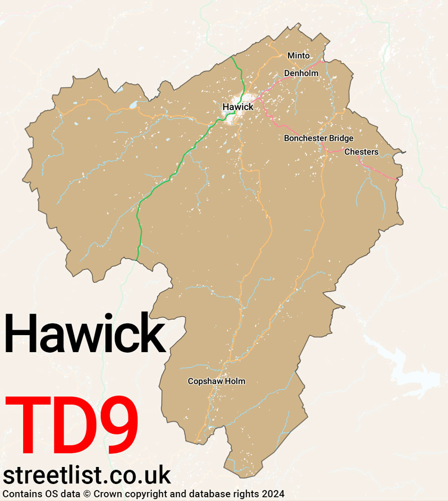 Map of the TD9 postcode