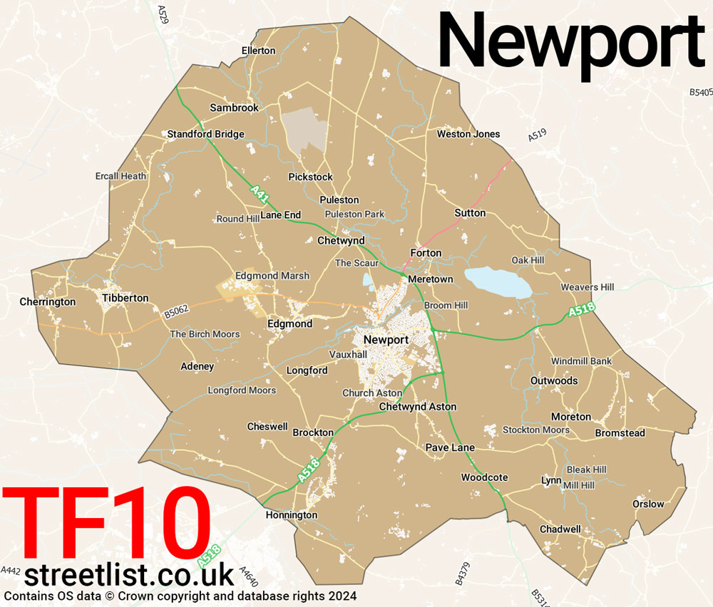 Map of the TF10 postcode