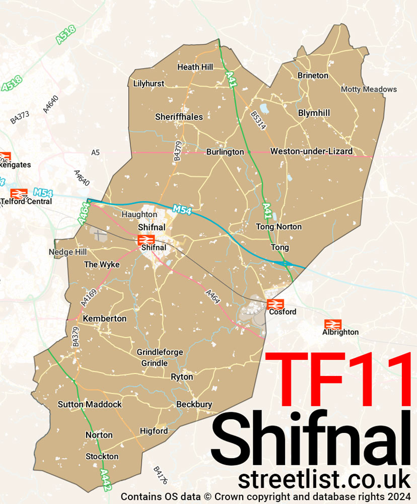 Map of the TF11 postcode