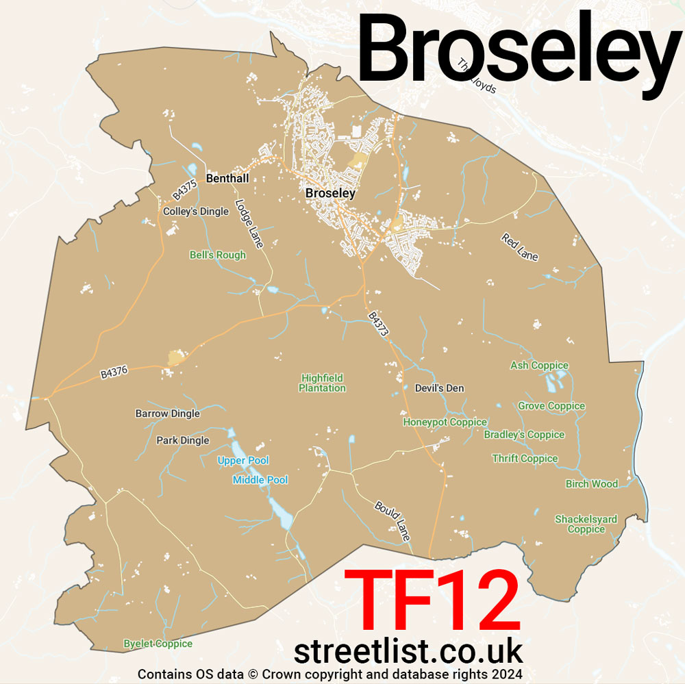 Map of the TF12 postcode