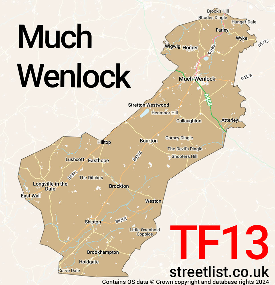 Map of the TF13 postcode