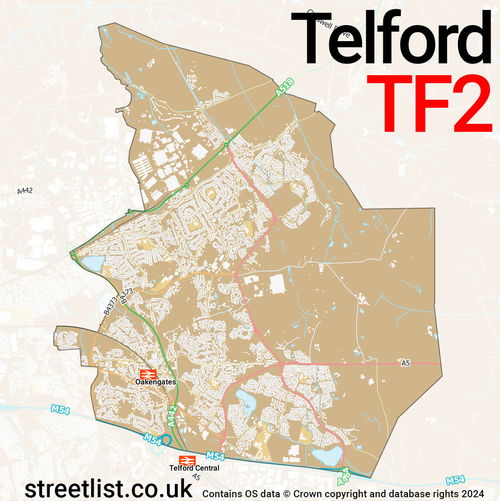 Map of the TF2 postcode