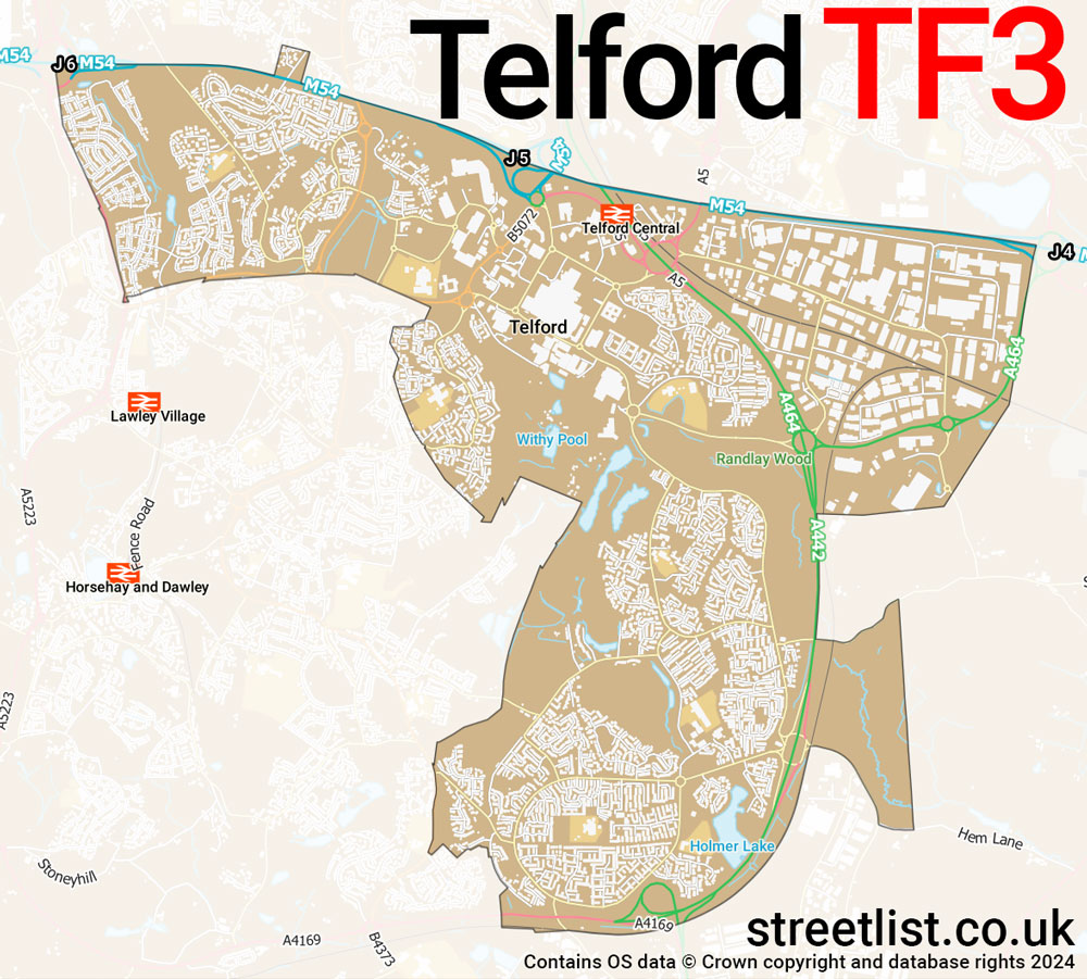 Map of the TF3 postcode