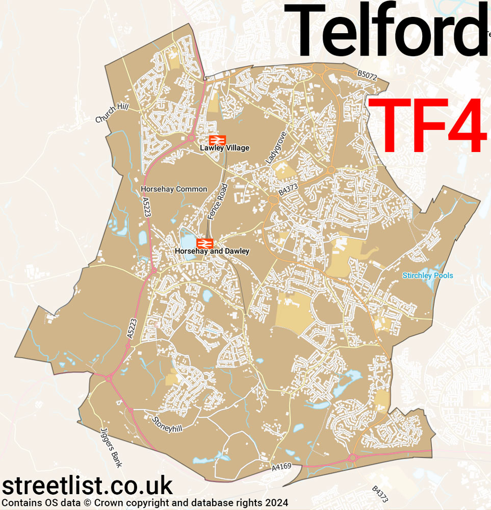 Map of the TF4 postcode