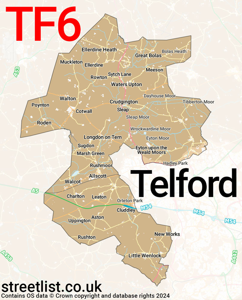 Map of the TF6 postcode