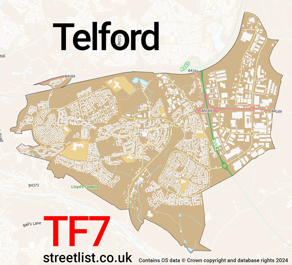 Map of the TF7 postcode