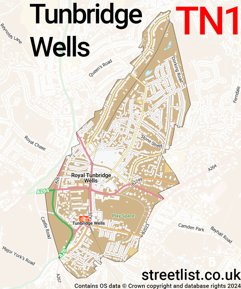 Map of the TN1 postcode