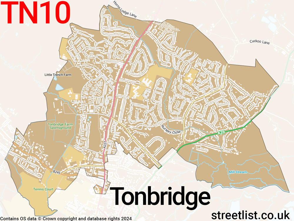 Map of the TN10 postcode