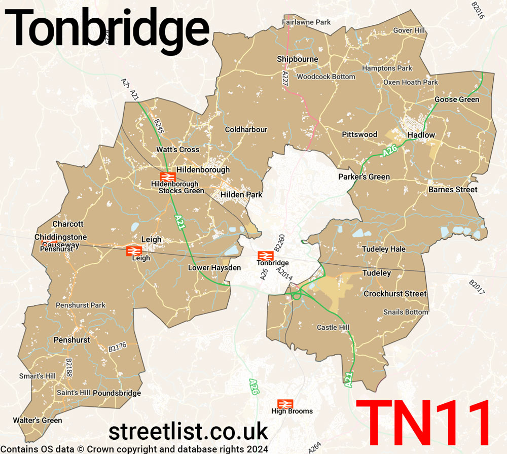 Map of the TN11 postcode