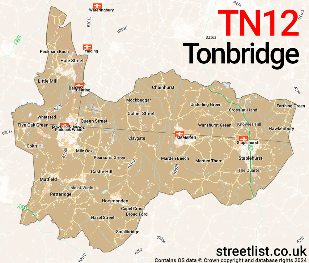 Map of the TN12 postcode