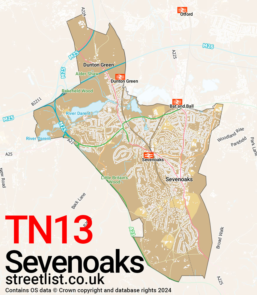 Map of the TN13 postcode