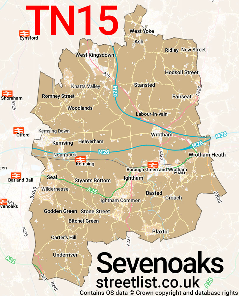 Map of the TN15 postcode