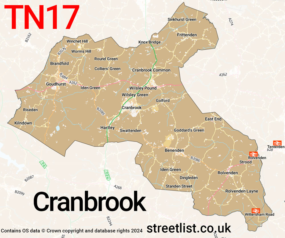 Map of the TN17 postcode