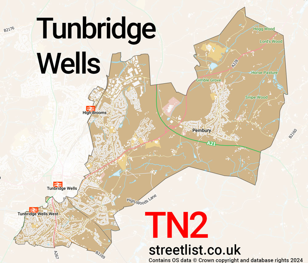 Map of the TN2 postcode