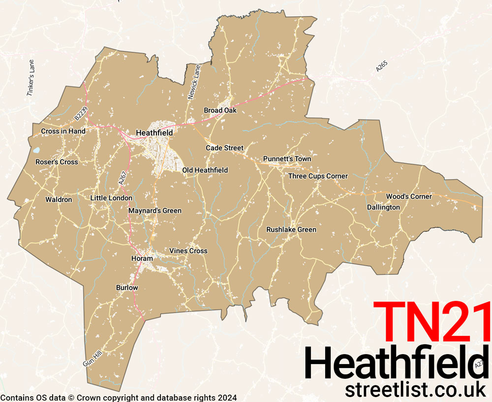 Map of the TN21 postcode