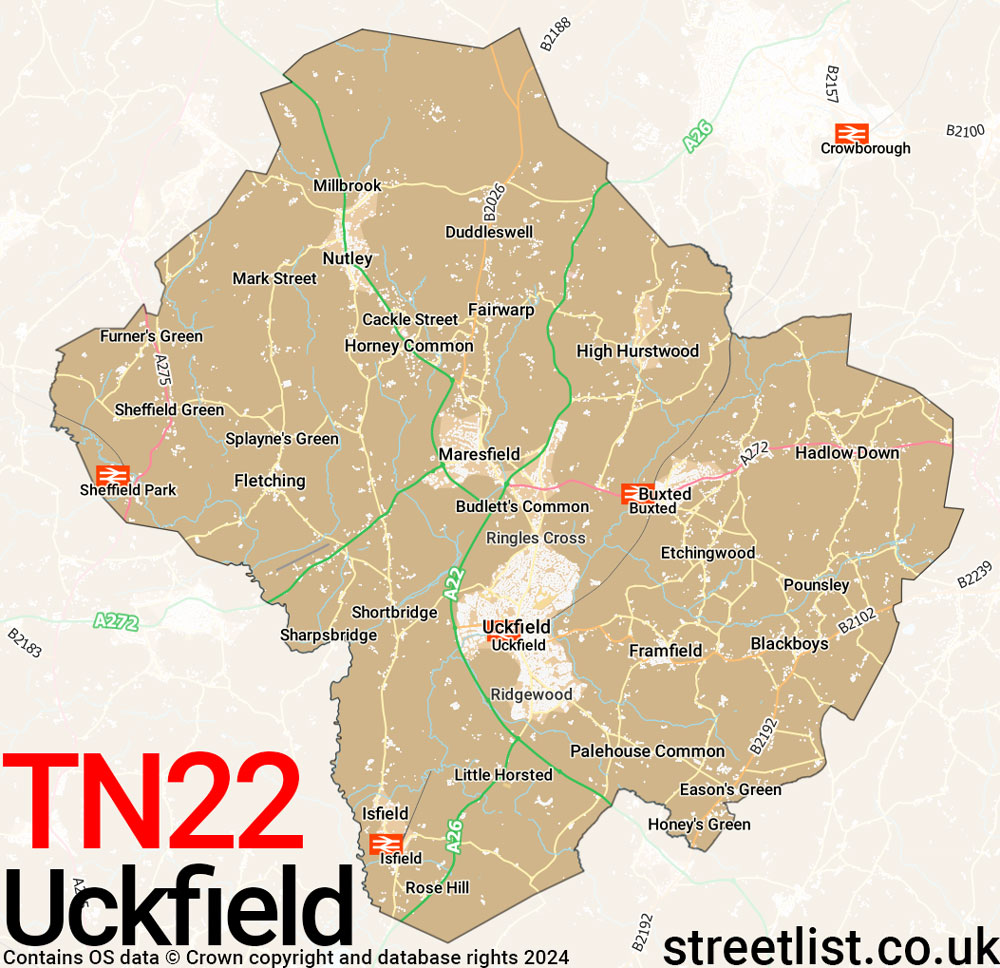 Map of the TN22 postcode