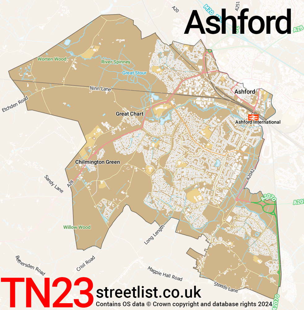 Map of the TN23 postcode