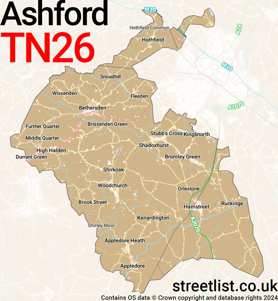 Map of the TN26 postcode