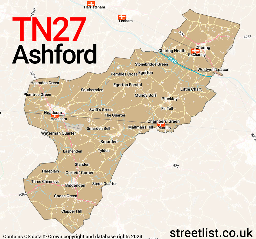 Map of the TN27 postcode