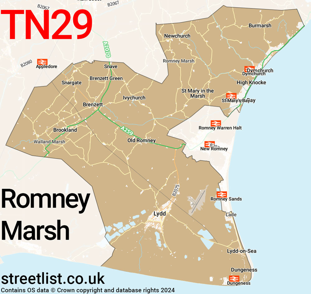 Map of the TN29 postcode