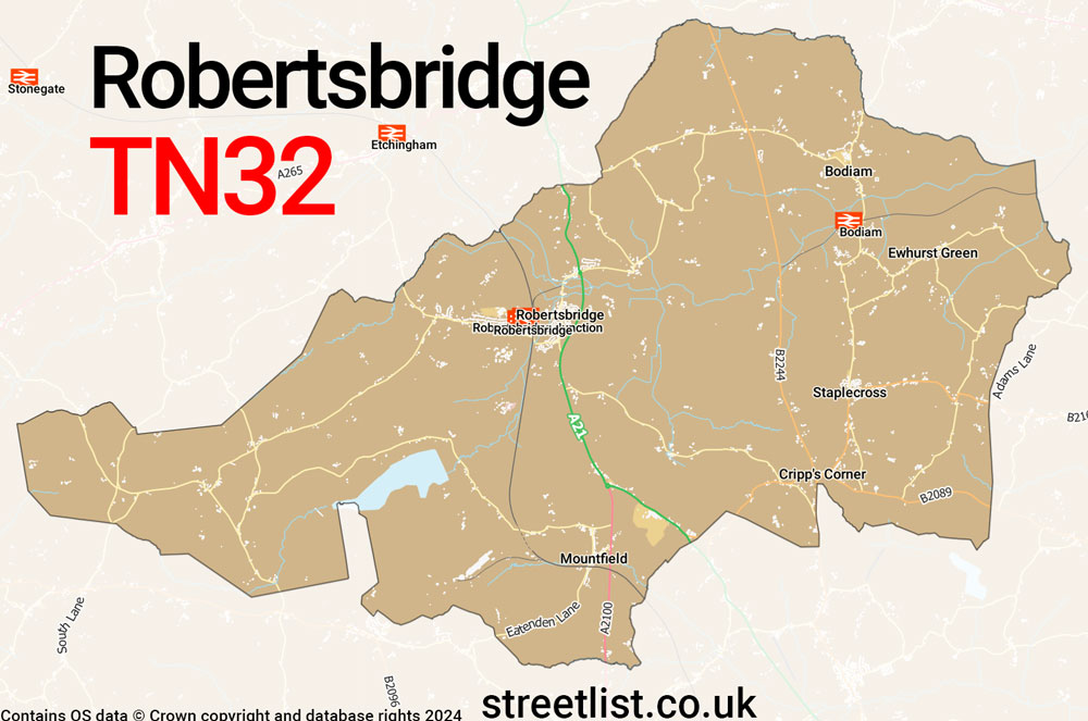 Map of the TN32 postcode