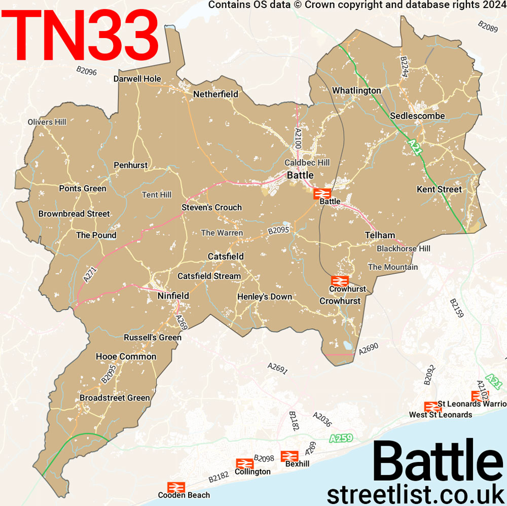 Map of the TN33 postcode