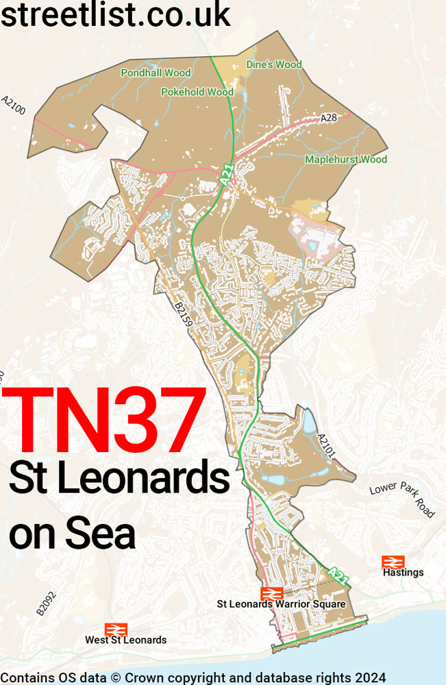 Map of the TN37 postcode