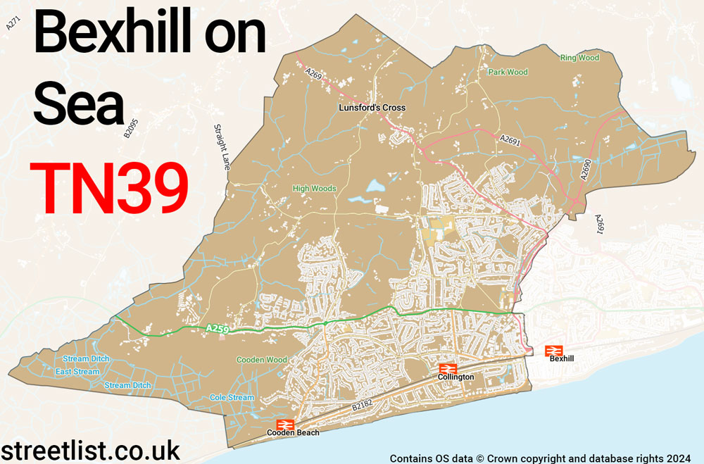 Map of the TN39 postcode